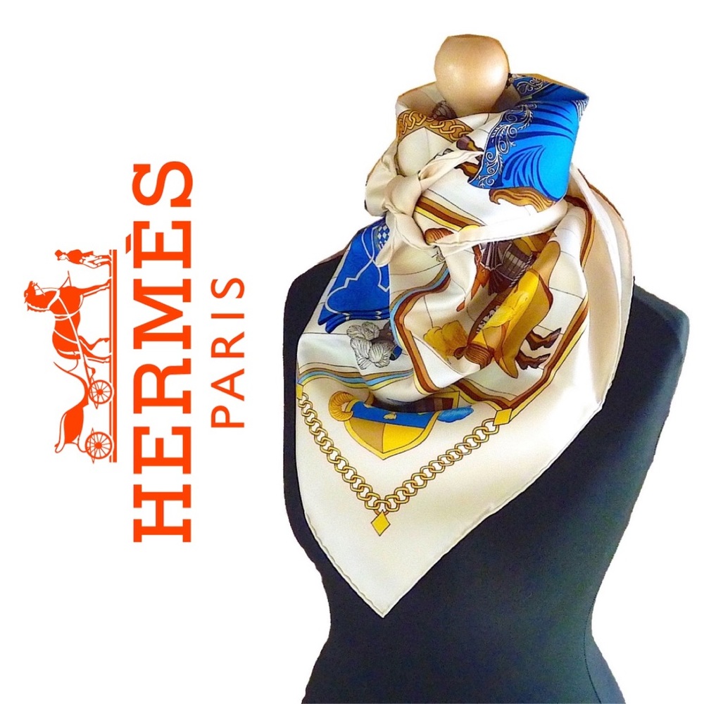 NIB RARE Hermès silk scarf Choc en Plumes circa 90